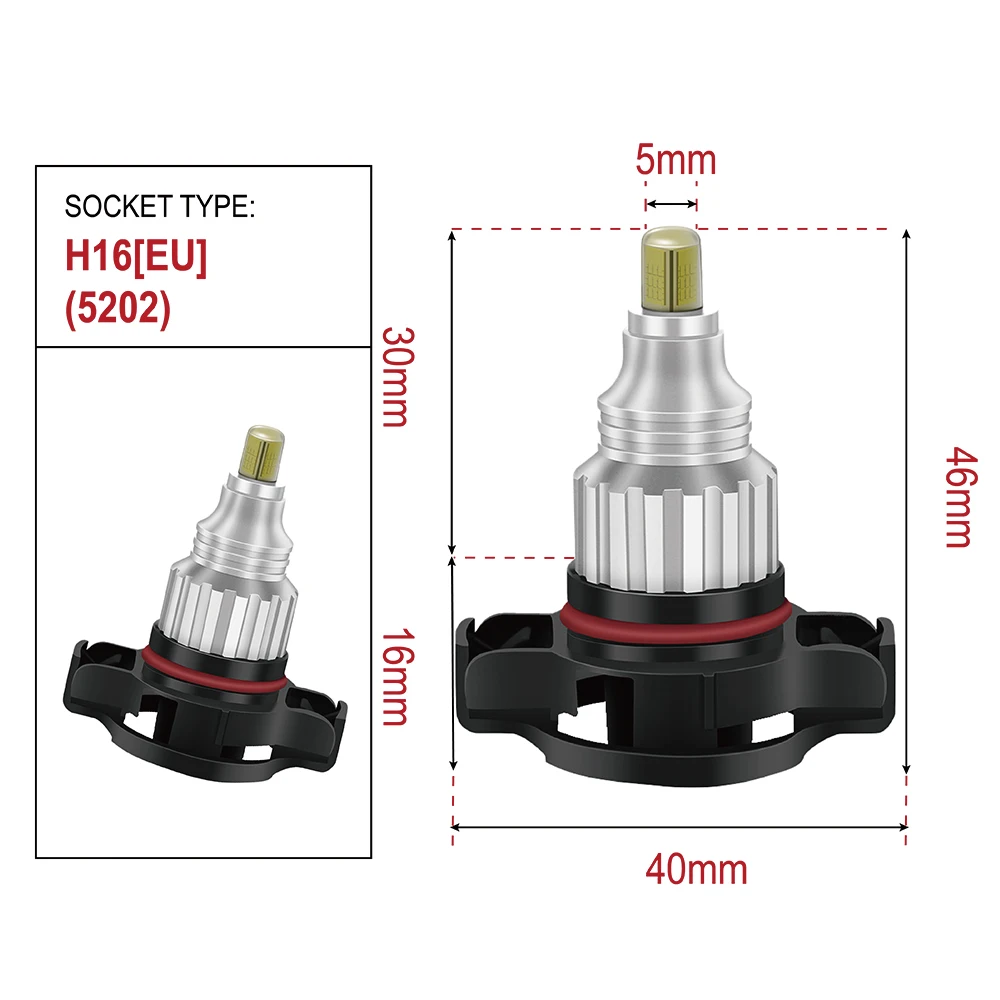 Fog Lamp For Jeep Compass For Grand Cherokee SUNKIA 2Pcs/Set 360° Auto Car LED Light Headlight Bulb PS24W H16(EU) 5201 5202