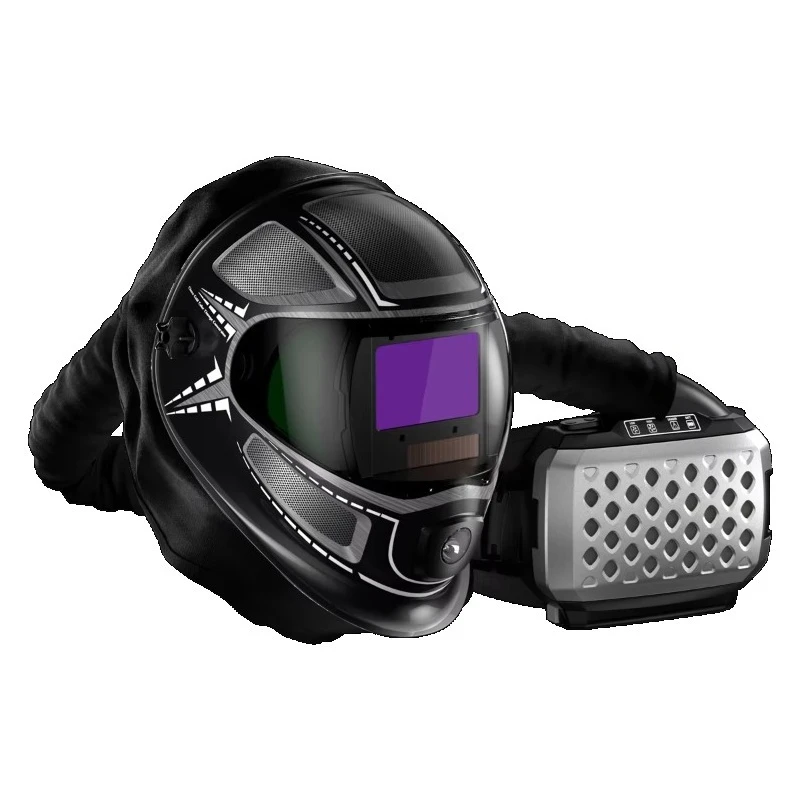Welding helmet with light, panoramic 180 ° large viewing angle electric air purifier, automatic darkening welding helmet