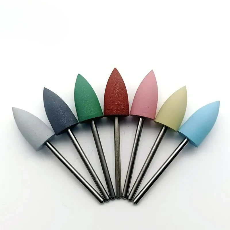 1 قطعة Cuspidal رئيس 7 ألوان المطاط و كربيد السيليكون مبرد أظافر الكهربائية آلة أظافر مسمار الحفر اكسسوارات أدوات مسمار بت #2