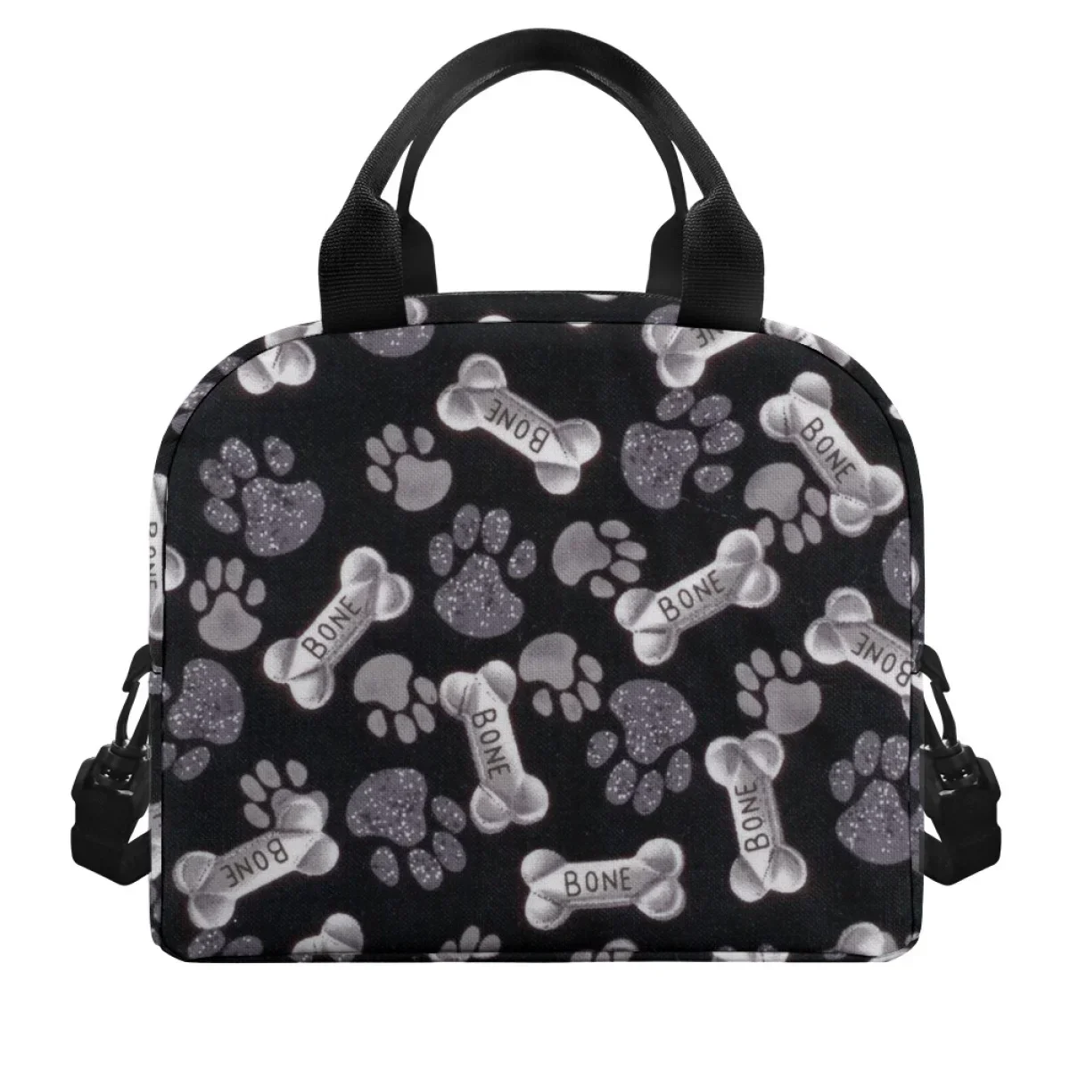 Moda cão pata osso bonito filhote de cachorro padrão dupla camada lancheira suave zíper cinta sofisticada durável sacos isolados mochila