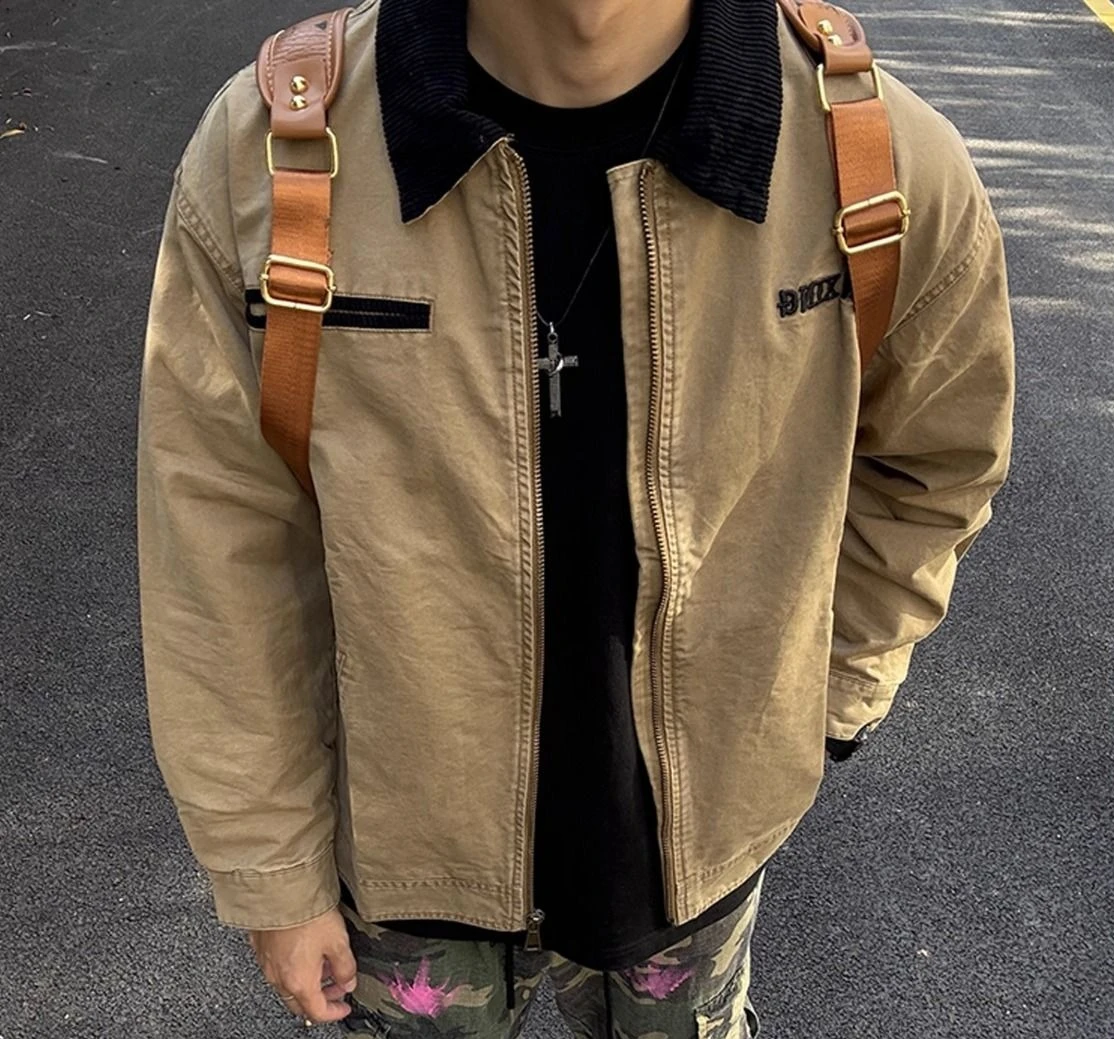 Fashion 2026 Vintage Khaki Jacket for Men Autumn High-end and Stylish Work Wear Winter Men Motorcycle Clothing Hiking Jacket