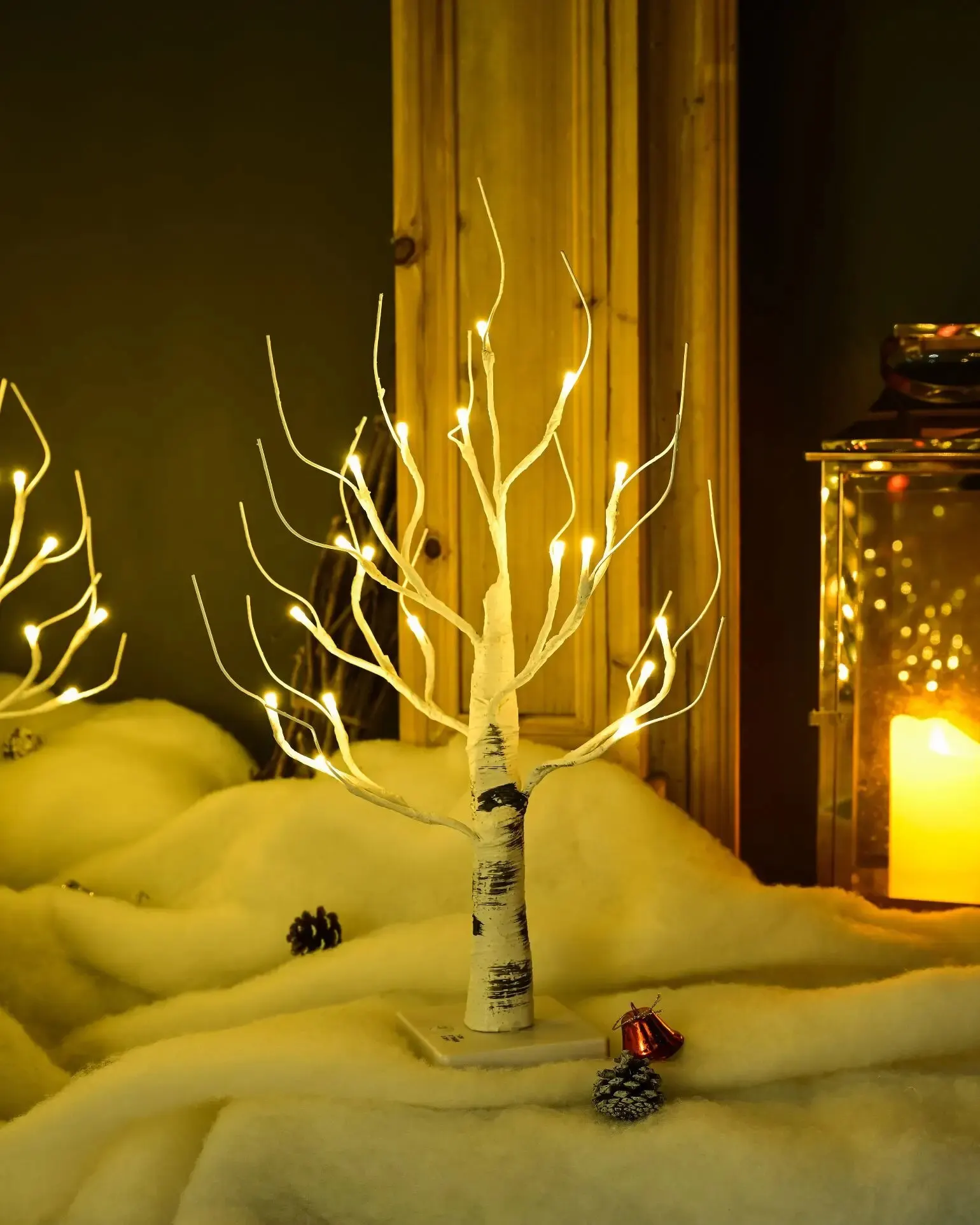 Birch Tree Warm White Light Up Tabletop Small LED Tree Artificial Decorative Branch Tree Lamp for Christmas Holiday Home Party