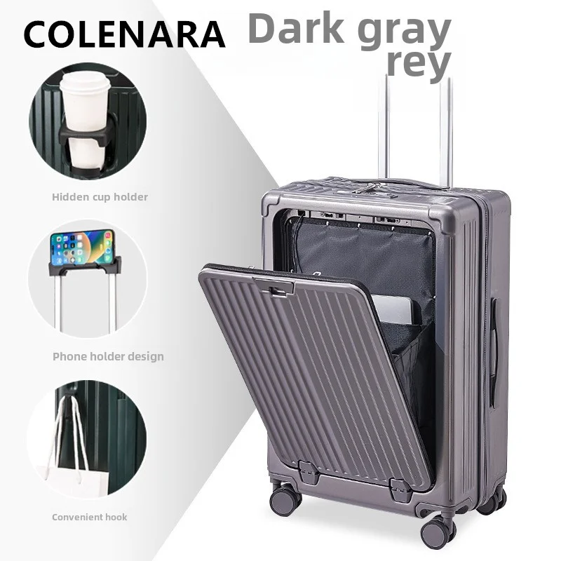 COLENARA 20 "22" 24 "26 pollici Bagagli per laptop Apertura frontale Custodia per imbarco Trolley di ricarica USB Password Box Valigia da cabina