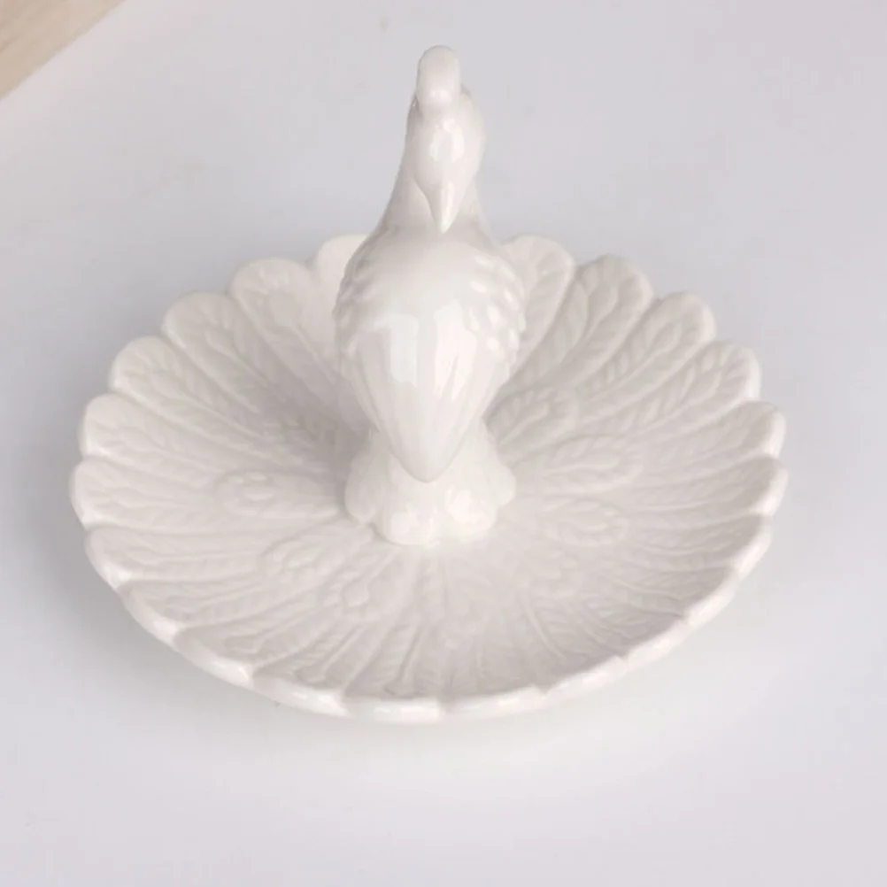 

Delicate Porcelain Jewelry Dish White Design Trinket Tray for Rings Earrings Keys Necklace Storage Gift