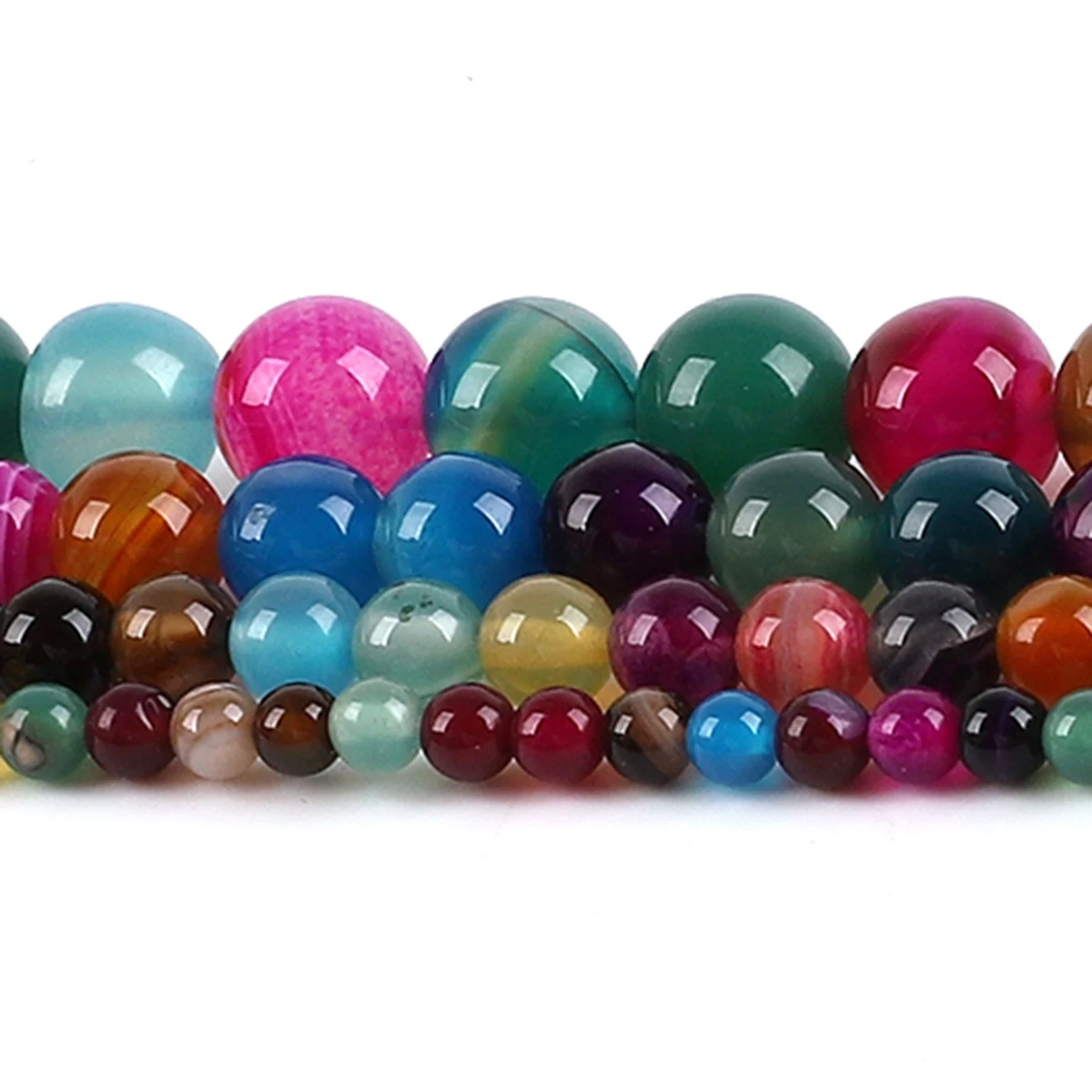 Natürliche Achat-Steinperlen, bunte runde lose Abstandsperlen für die Schmuckherstellung, DIY-Armbänder, Halsketten-Zubehör – Detail 5