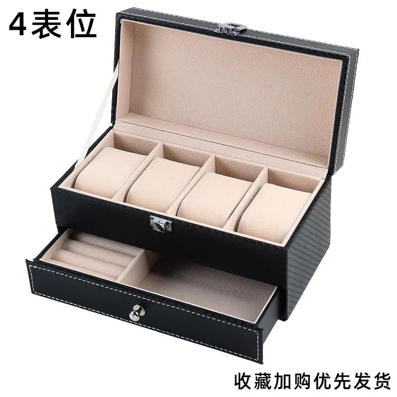 صندوق ساعة من جلد البولي يوريثان مجوهرات منظم للقرط حافظة عرض للسفر للرجال/النساء متعددة الوظائف 4 فتحات علوية مغناطيسية باللون الأسود