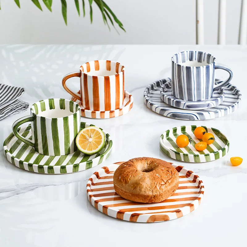 Simple ceramic coffee cup and saucer high-value coffee cup and saucer set household water  afternoon tea European and saucer ins
