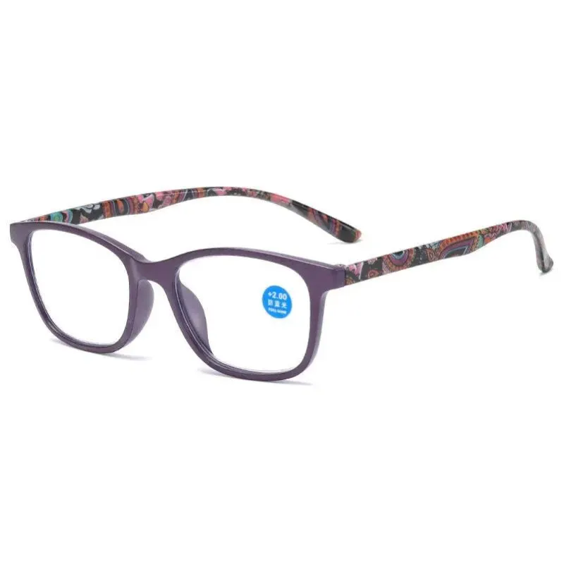 Fashion Women Reading Glasses Flower Print Resin Read Eyeglasses Magnifying Presbyopic Eyewear +1.0~+4.0 Reading Glasses Women