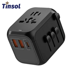 Tinsol PD 30W Global Adaptor Plug Socket Universal Travel Adapter Mobile Phones Tablet laptop USB Quick Charger AU EU US UK