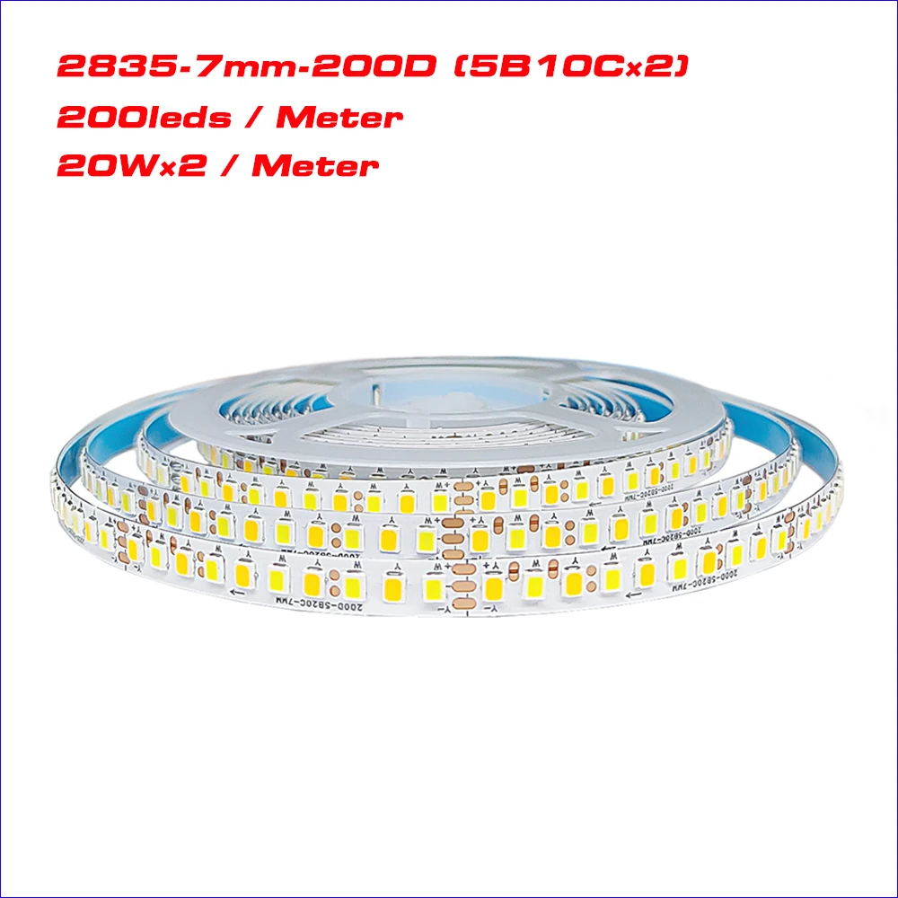 

Highlight SANAN 2835 Chip (3 solder joints) 5 meters 5B10CX2 LED strip constant current 3Colors LED ribbon 20W×2/Meter