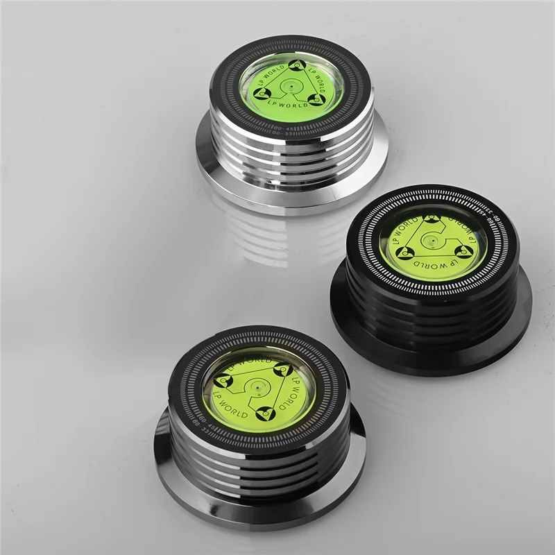 ABSQ-Universal 60Hz LP Vinyl Record Player Disc Turntable Stabilizer with Level Aluminum Alloy Weight Clamp Black