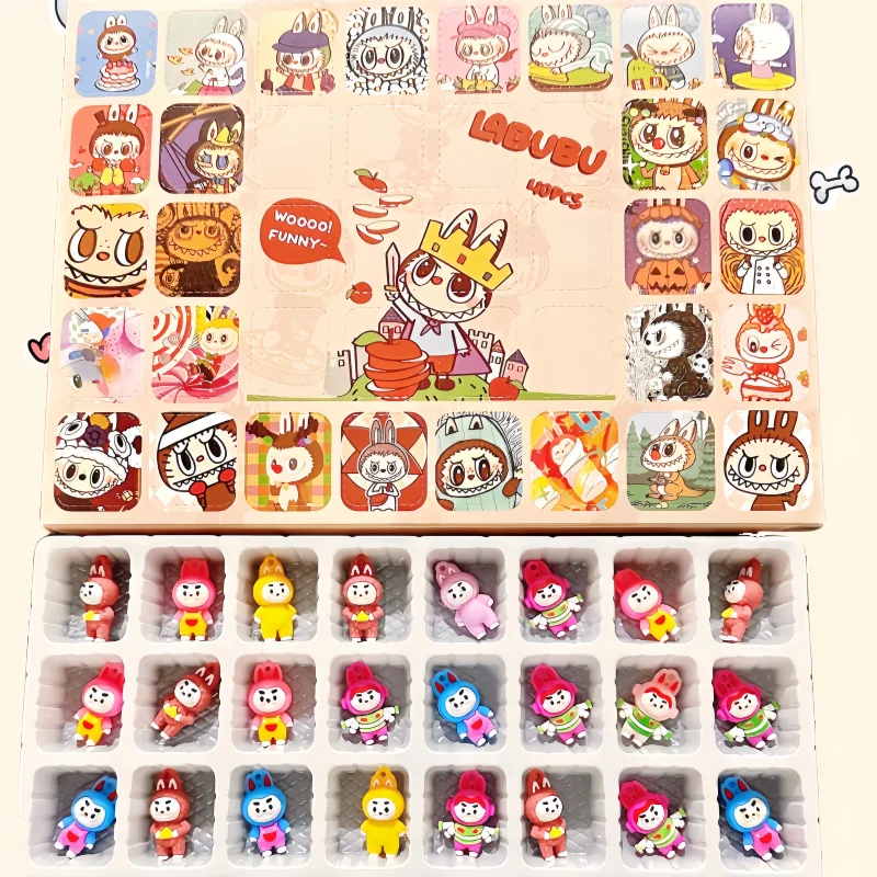 40pcs LABUBU Doll Cartoon Hole Outfit Children Handmade PVC Figurine Cute Pendant Ornament Surprise Blind Box Birthday Girl Gift