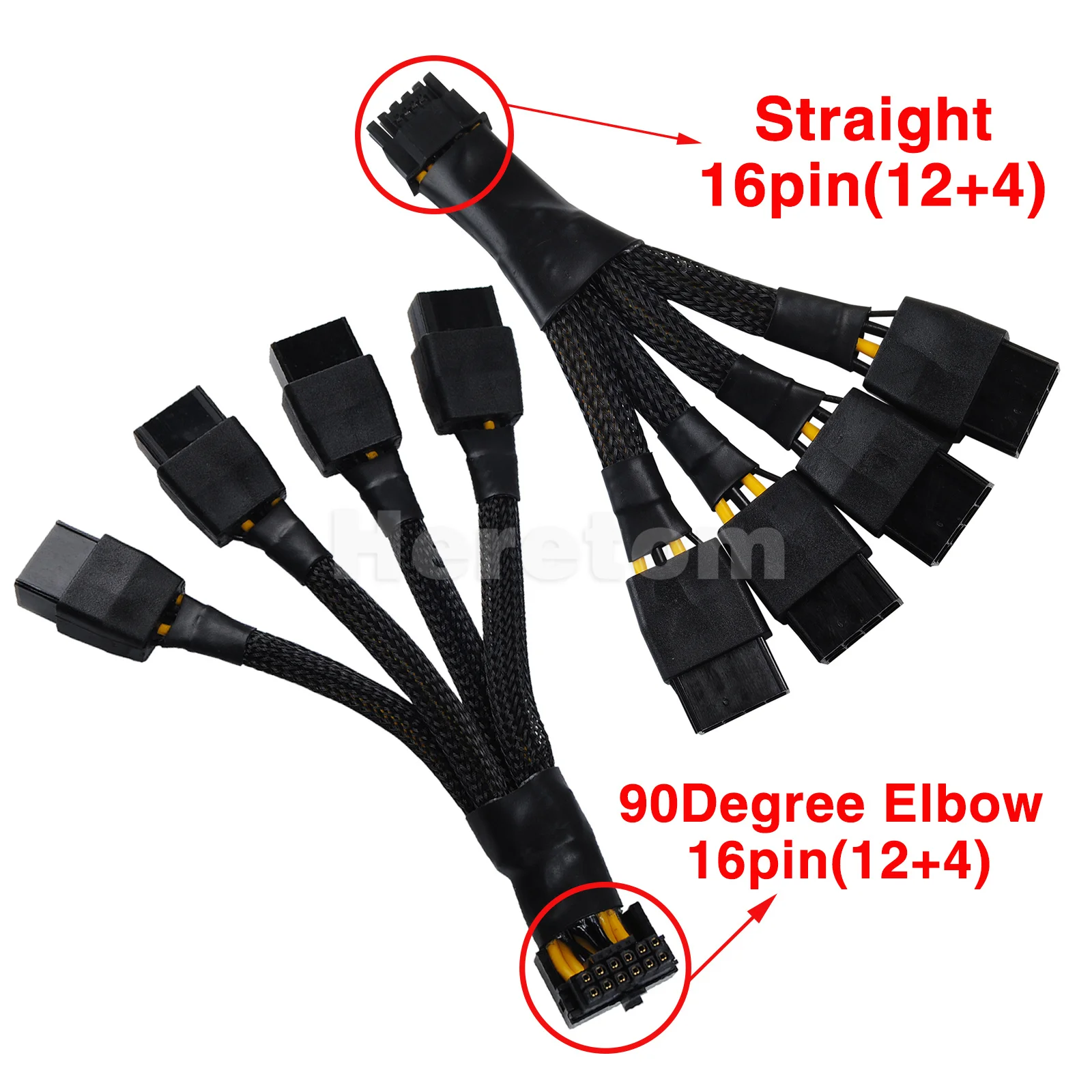 

4x8pin to 16Pin(12+4) GPU Video Card Power Adapter Cable for RTX4090 RTX4080 3090T PCI-e 5.0 12VHPWR 90 Degree Elbow