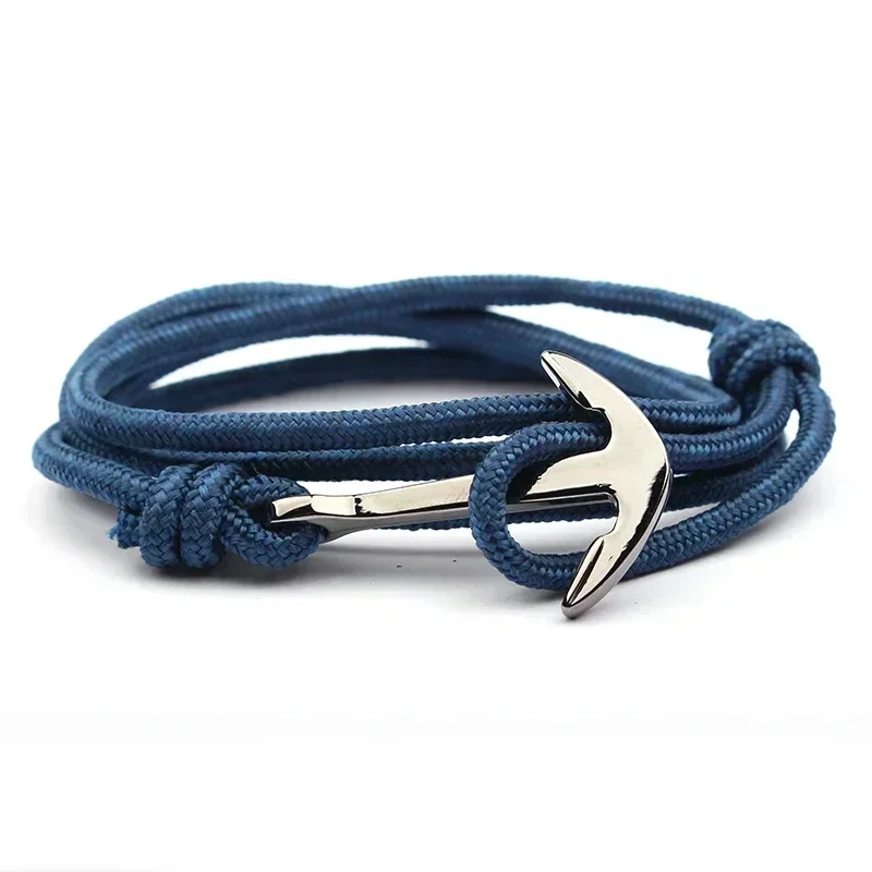 Adjustable Men Paracord Anchor Bracelets Friendship Woman Charm Bracelets Gun Black Rope Chain Paracord Bracelets &Bangles SL032