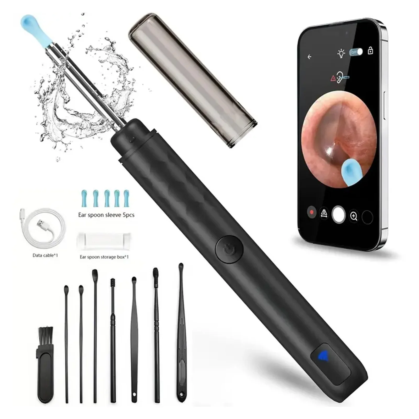 Sale Ear Wax Removal Tool Earwax Remover Ear Cleaning Kit for Android Phones Ear Canal Cleaner with 1296P Camera 5 Ear Spoons