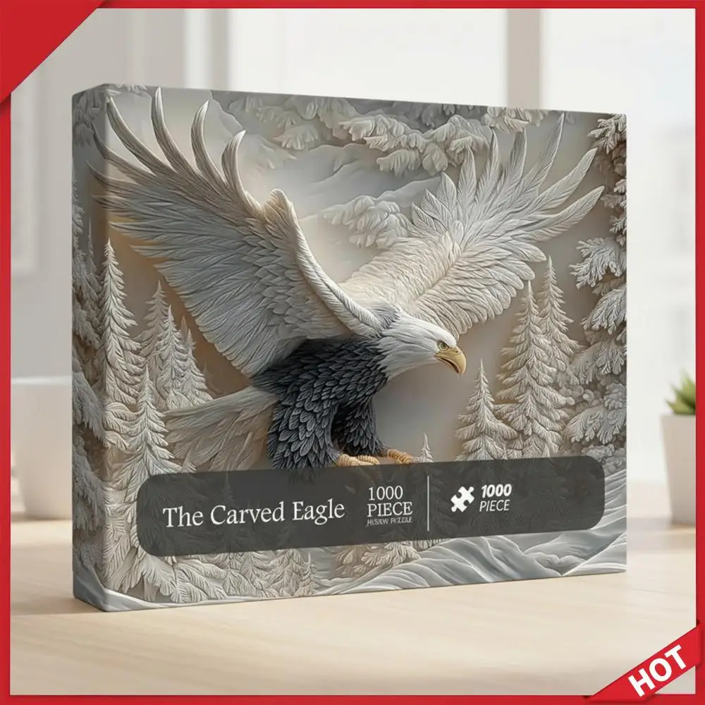 

Majestic Bald Eagle Puzzle Game 1000 Pieces Carved Eagle Puzzle Challenging Eagle Wildlife Art Design Puzzles Game for Adults
