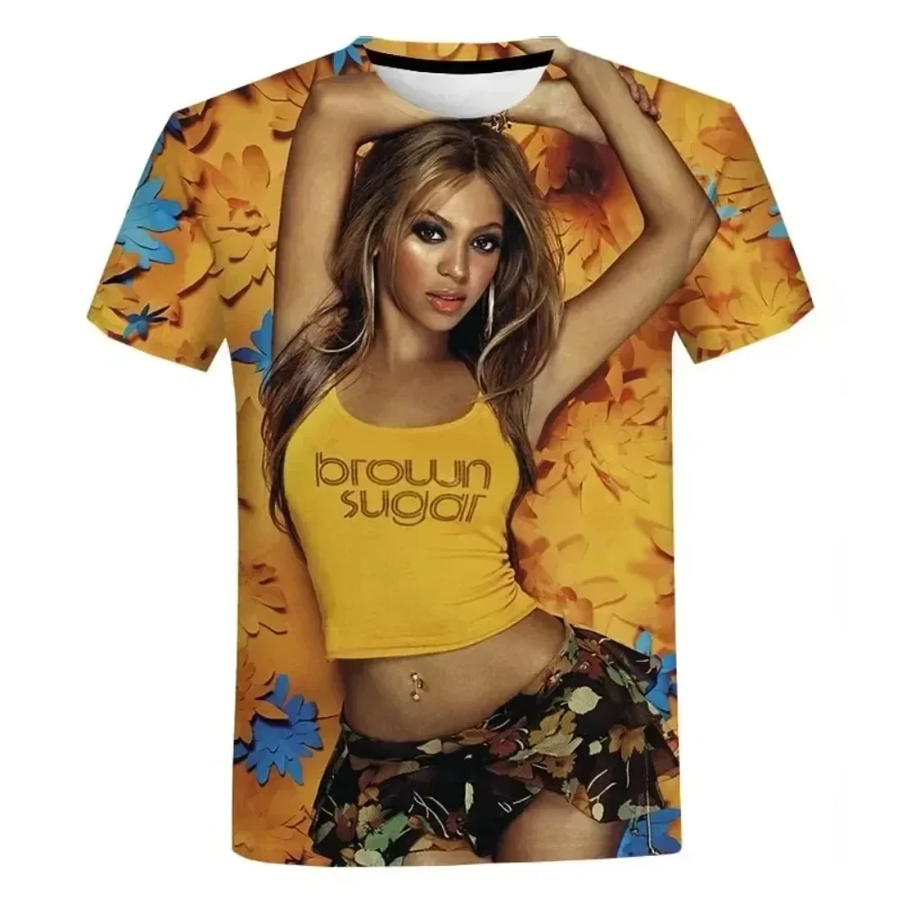 Camisetas Beyonce masculina e feminina com estampa 3D gola redonda, camisetas casuais, camisetas hip hop, estilo Harajuku, tops roupas, Harajuku