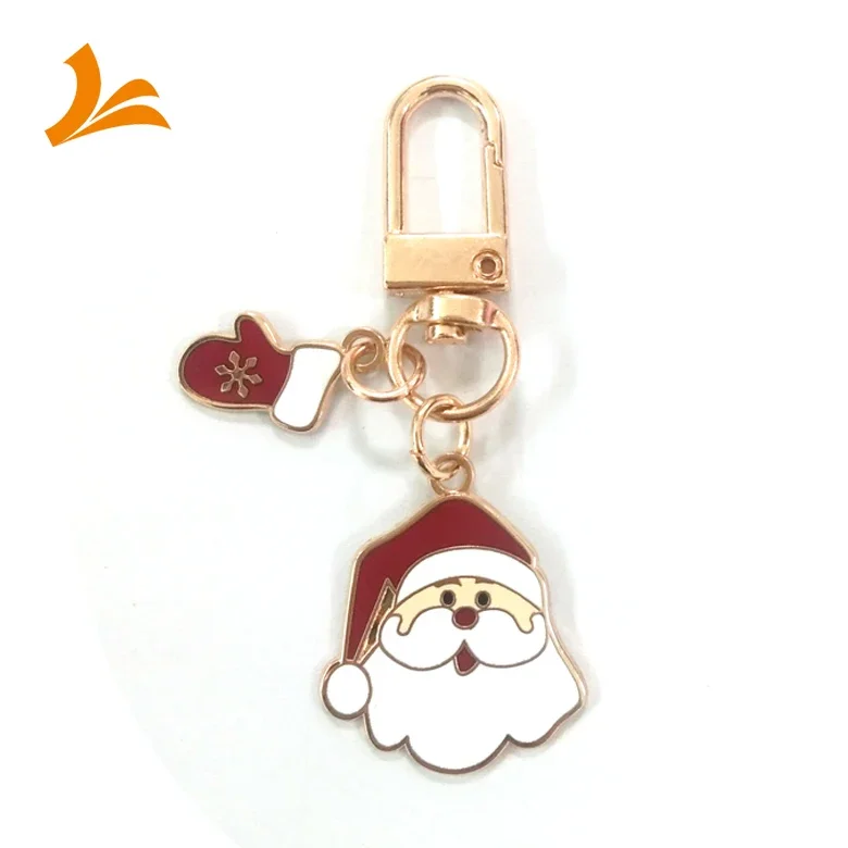 OEM kunshan factory cheap price Christmas cute design gold plated keychain