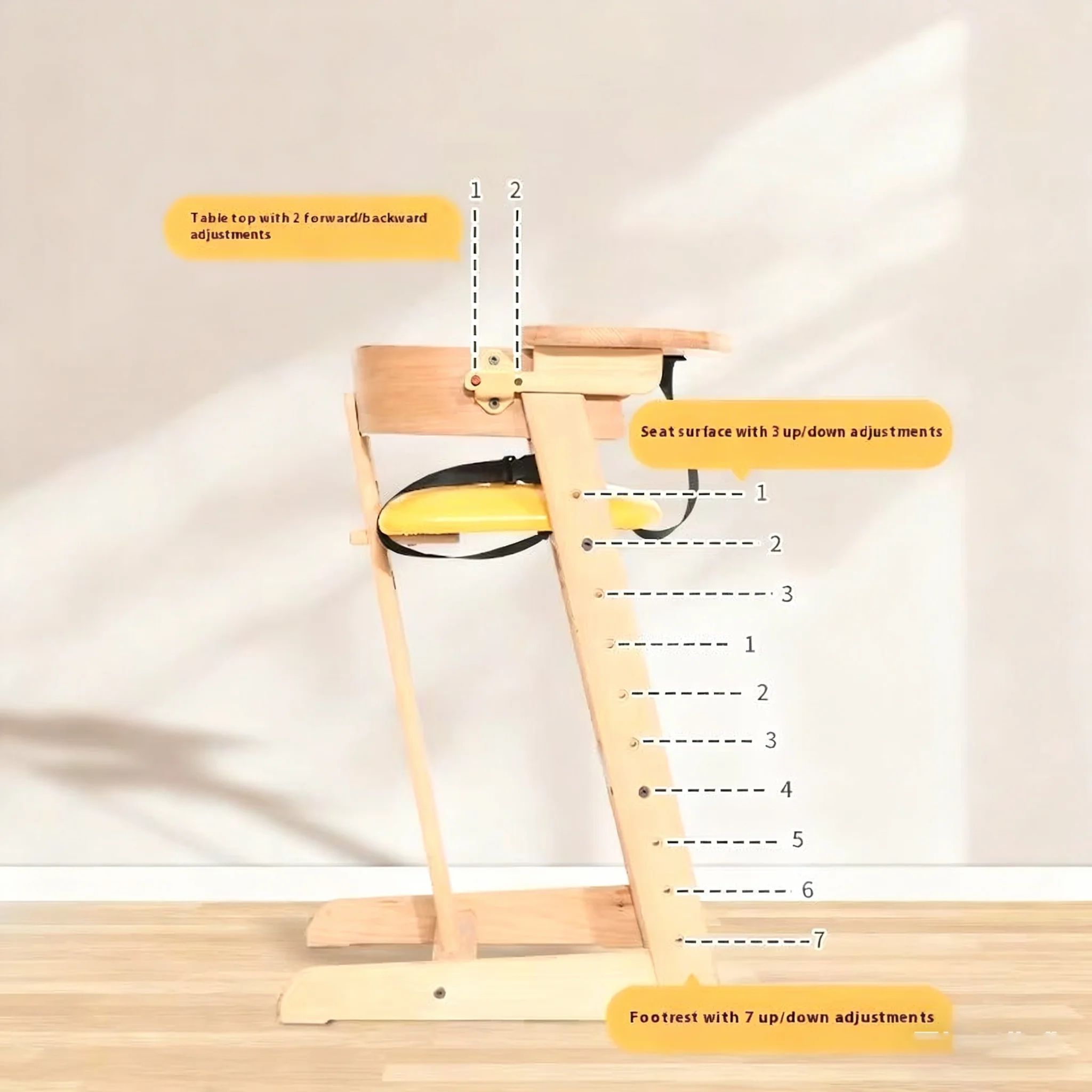 كرسي طعام للأطفال من خشب الزان الصلب الاسكندنافي كرسي طعام للأطفال مع ميزة الرفع ألعاب الأثاث #6