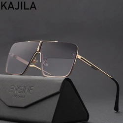 Oversized Steampunk One-Piece Square Sunglasses Men 2026 Luxury Brand Rimless Punk Sun Glasses For Male Vintage Eyewear Shades