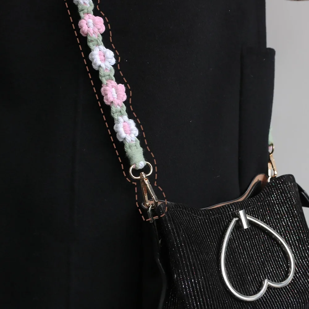 Handmade Flower Woven Chain Anti-Lost Crochet Hook Woven Daisy Flower Hanging Chain Exquisite Trinket Pendant Bag Braided Rope