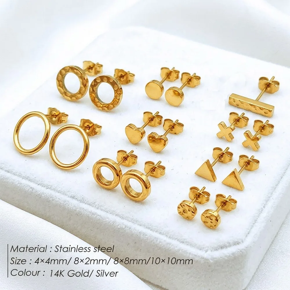 

St-Delan Cute Metal Stud Earring for Lady Minimalist Ear Stud Teen's Fancy Stud Earrings Simple Tiny Studs Daily Wear Jewelry