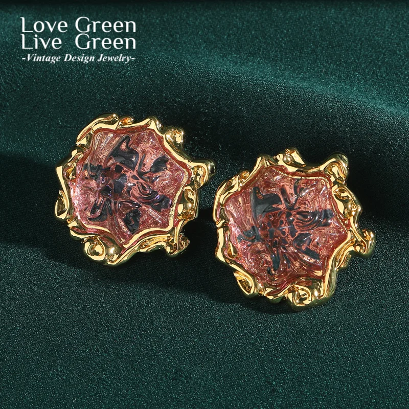 

Vintage Pink Resin Earring Stud Natural Cloud Gold Color Luxury Quality Designer Jewelry Gifts Party Wedding New In Trends 2025