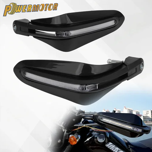 Imagen 1 del producto Protector de mano para motocicleta, luces LED de señal de giro, cubiertas de guardamanos para la mayoría de los manillar de diámetro, ATV, Enduro, Motocross, Scooters, ciclomotor