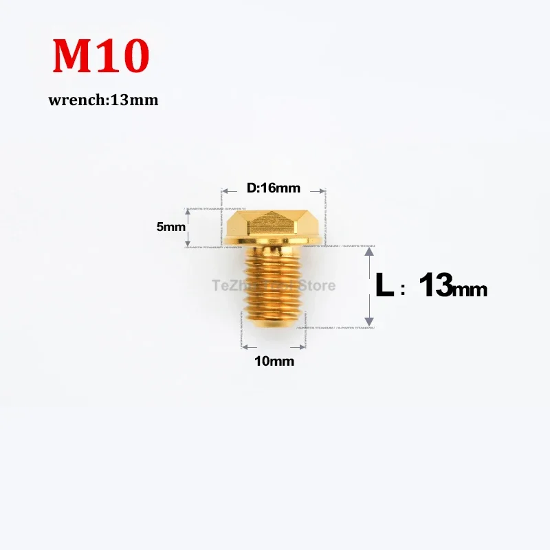 1pcs Titanium Bolts M8 M10 x 13mm Left Thread Titanium Alloy Motorcycle Rearview Mirror Plug Screws Modified Screws