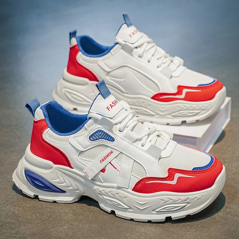 New summer breathable men's casual running shoes with thick sole and height increasing student sports shoes view 2