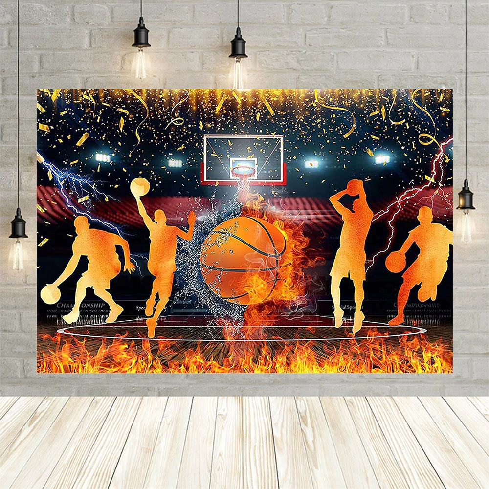 Basketball Field Stadium Photography Background Sport Theme Party Children Birthday Decoration Boys Photo Backdrop Banner