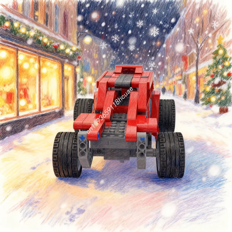 194pcs MOC Cars Pull Back Beach Buggy Inline 2 Engine Model Building Blocks Toy Construction Christmas Gifts DIY Creative Idea