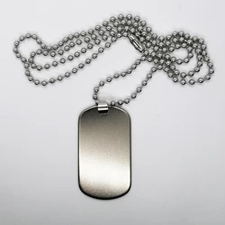 Pure Titanium Dog Tag Pendant with Stainless Chain