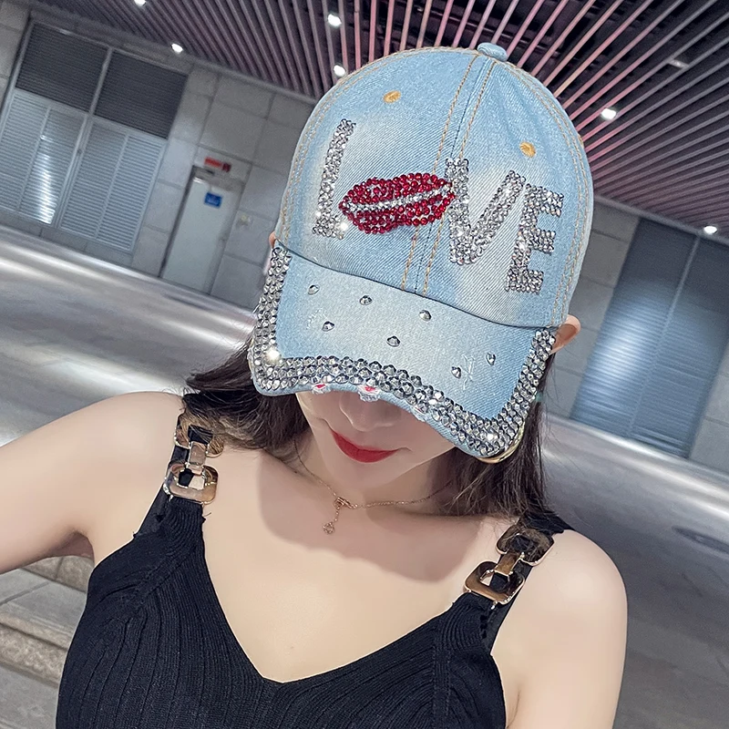 Fashion Baseball Cap For Women Retro Rhinestone Letter Hat Summer Sun Caps Snapback Hats Unisex Korean Trendy Casual Outdoor New