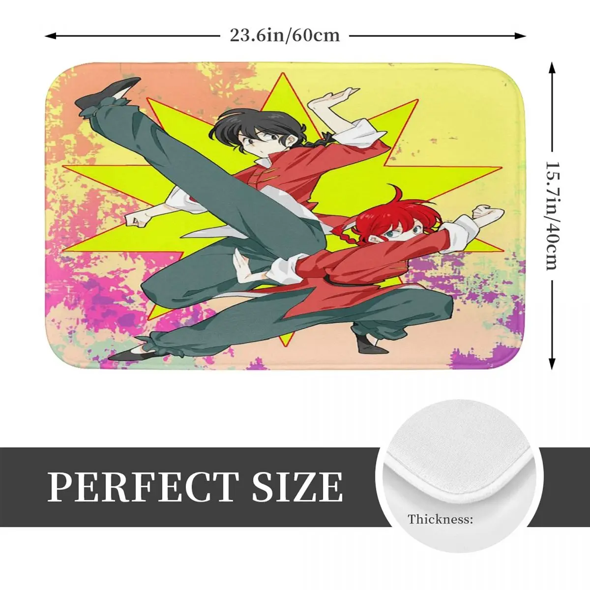 Kanji P Chan 12 Japan Anime Ranma Doormat Kitchen Entrance Home Floor Mat Non-slip Carpet Rug for Bedroom Footpad Mats
