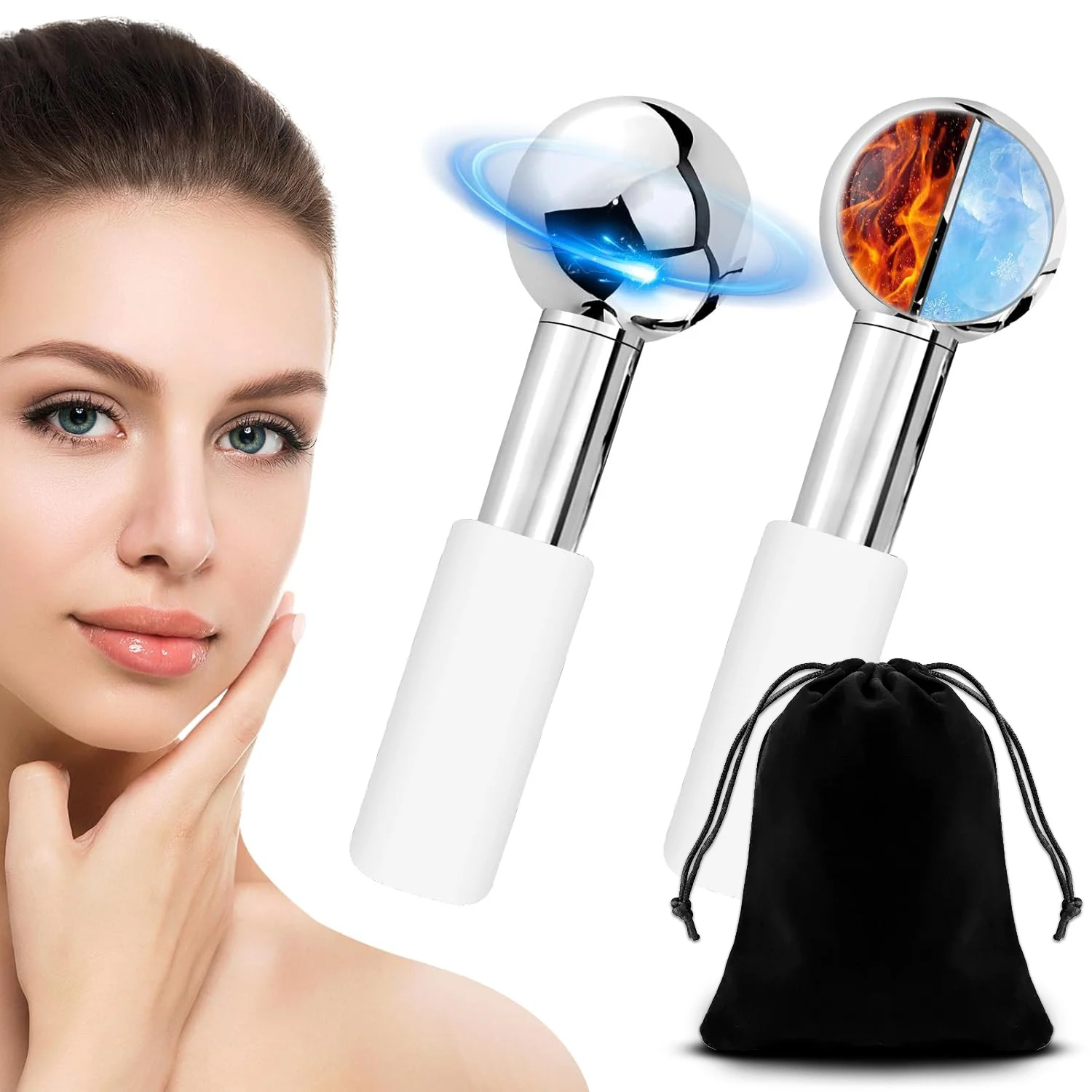 

2/1pcs Stainless Steel Ice Globes Cooling Facial Sticks Beauty Spa Skin Care Tools Fine Wrinkles Tighten Pores Reduce Puffiness