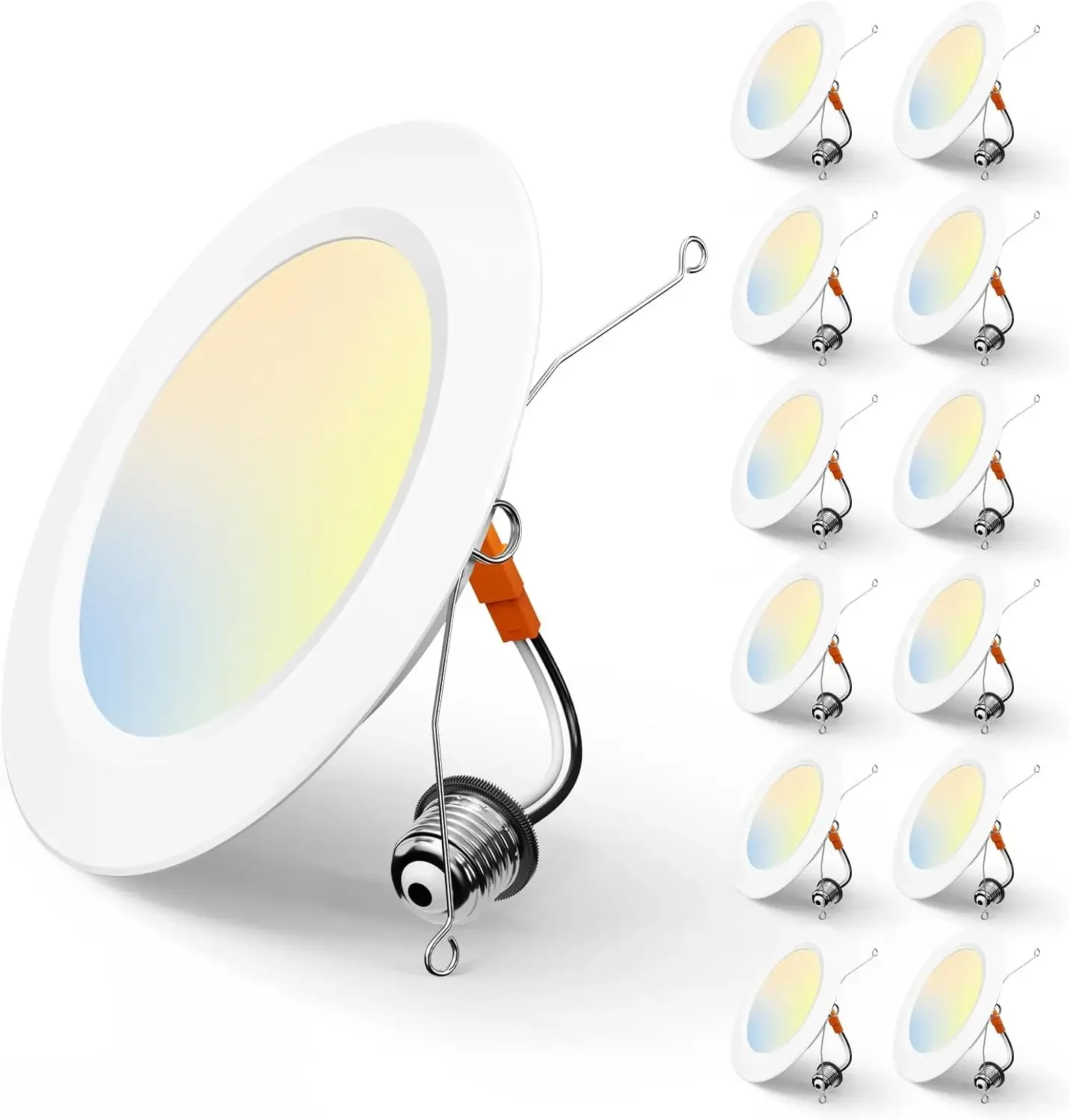 

5/6 Inch 5CCT LED Recessed Lighting 12 Pack, 1050LM Flat Can Lights, IC Rated, 12W Eqv 110W, 2700K/3000K/4000K/5000K/6000K- ETL