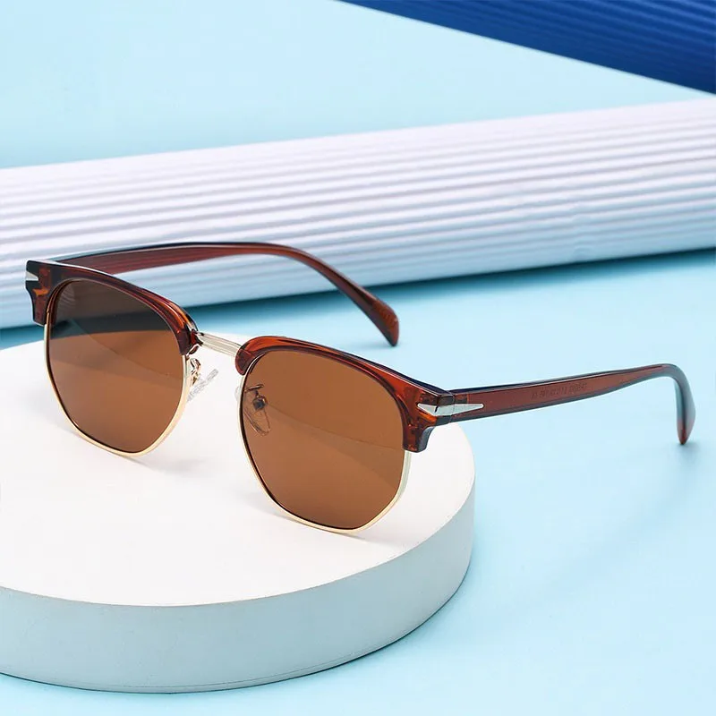 Half Frame Polarized Sunglasses for Men Women 2026 Vintage Popular Fashion Square Designer Sun Glasses Shades Driving Eyewear