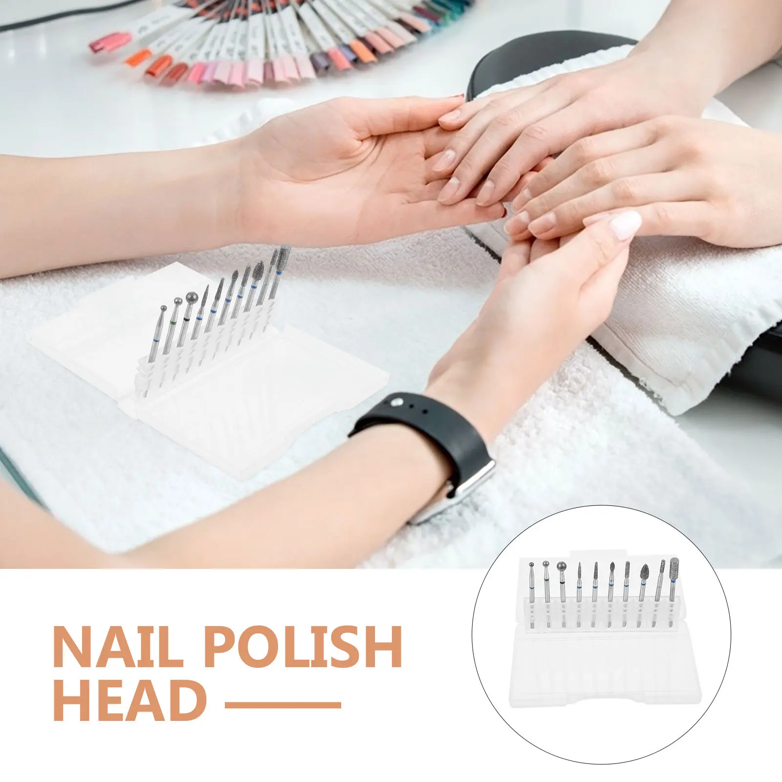 10 قطعة مجموعة لقمة ثقب الأظافر المهنية مانيكير طحن رؤساء لإزالة الجلد الميت الاكريليك الأظافر أدوات باديكير العالمي صالح #4