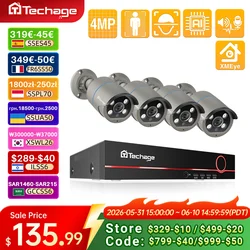 Techage-8CH 4MP POE 보안 감시 카메라 시스템 키트 AI 얼굴 감지 오디오 기록 IP 카메라, H.265 CCTV 비디오 NVR 세트
