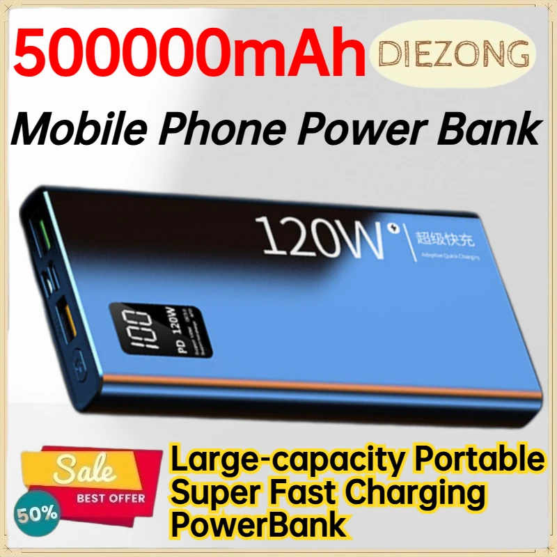 500000mAh Mobile Phone Power Bank for IPhone Samsung Large‑capacity Portable Super Fast Charging PowerBank