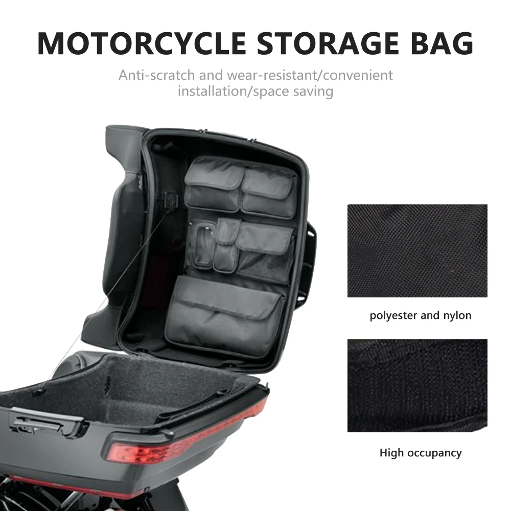 Sac de rangement noir avec couvercle pour moto Harley, boîte de rangement pour Harley Fetal de Touring Street GLIDE FLHX Road King FLHR Tour Pak