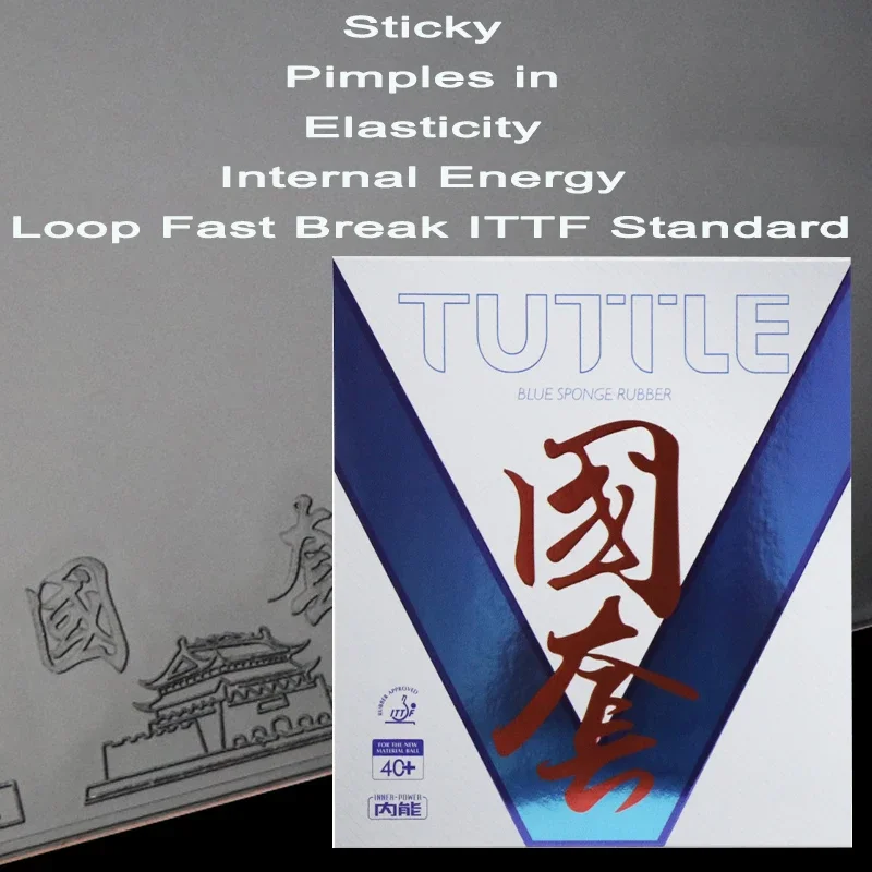 TUTTLE Table-tennis Rubber Sheet Sticky Pimples in Elasticity Internal Energy Loop Fast Break ITTF Standard Rug with Blue Sponge