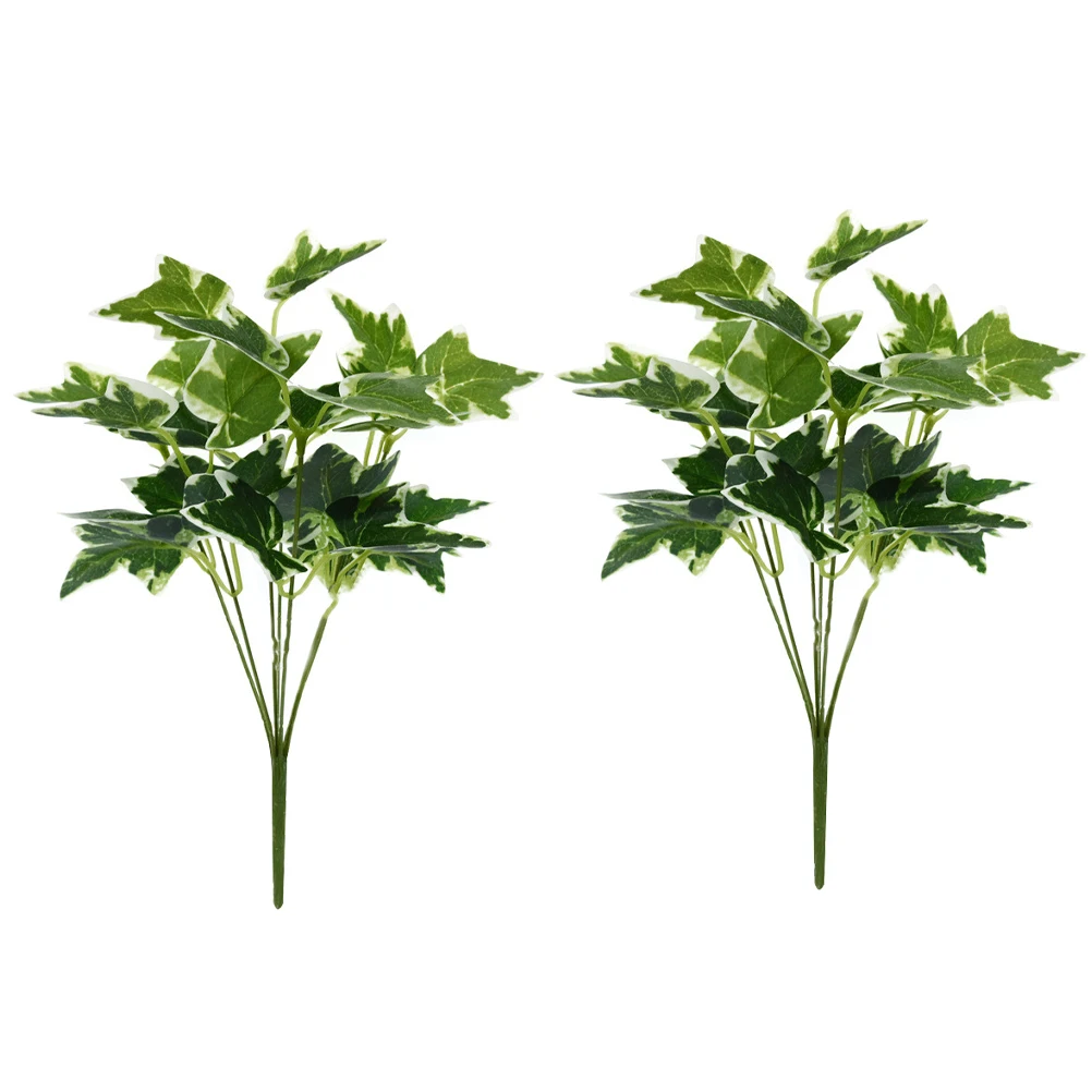 

2 Pcs 32CM White Simulation Edge Home Decor Fake Green Leaves Fake Green Leaves Simulation Leaf Branch Lifelike
