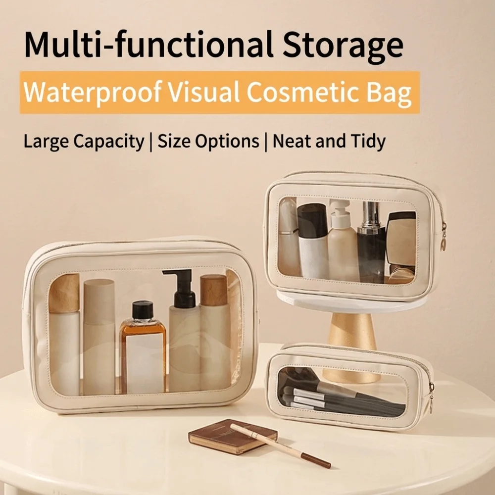 Simple Transparent Cosmetic Bag Large Capacity Waterproof Toiletry Bag Multi-Purpose Portable Storage Bag Bathroom