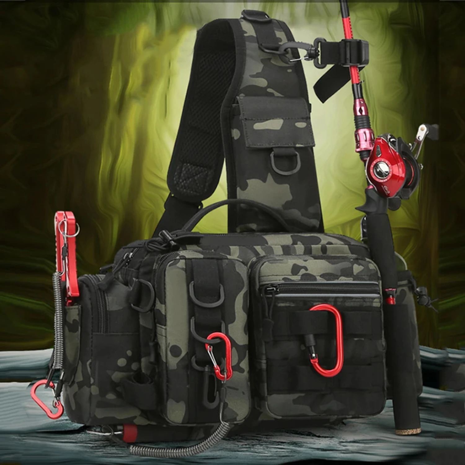 Men Fishing Tackle  Single Shoulder Crossbody Tactical Bags Waist Pack Fish Lures Gear Utility  Fishing Box Chest