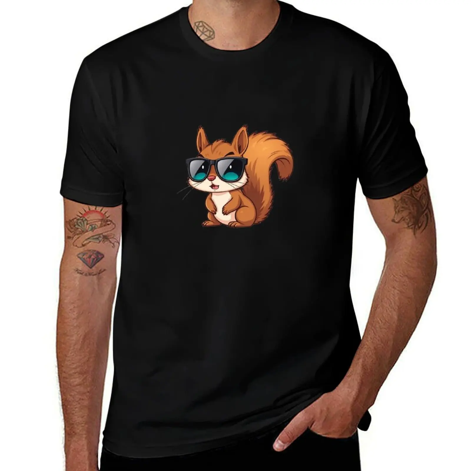 Squirrel Wearing Sunglasses T-Shirt Breathable Sportswear T-Shirt for Men