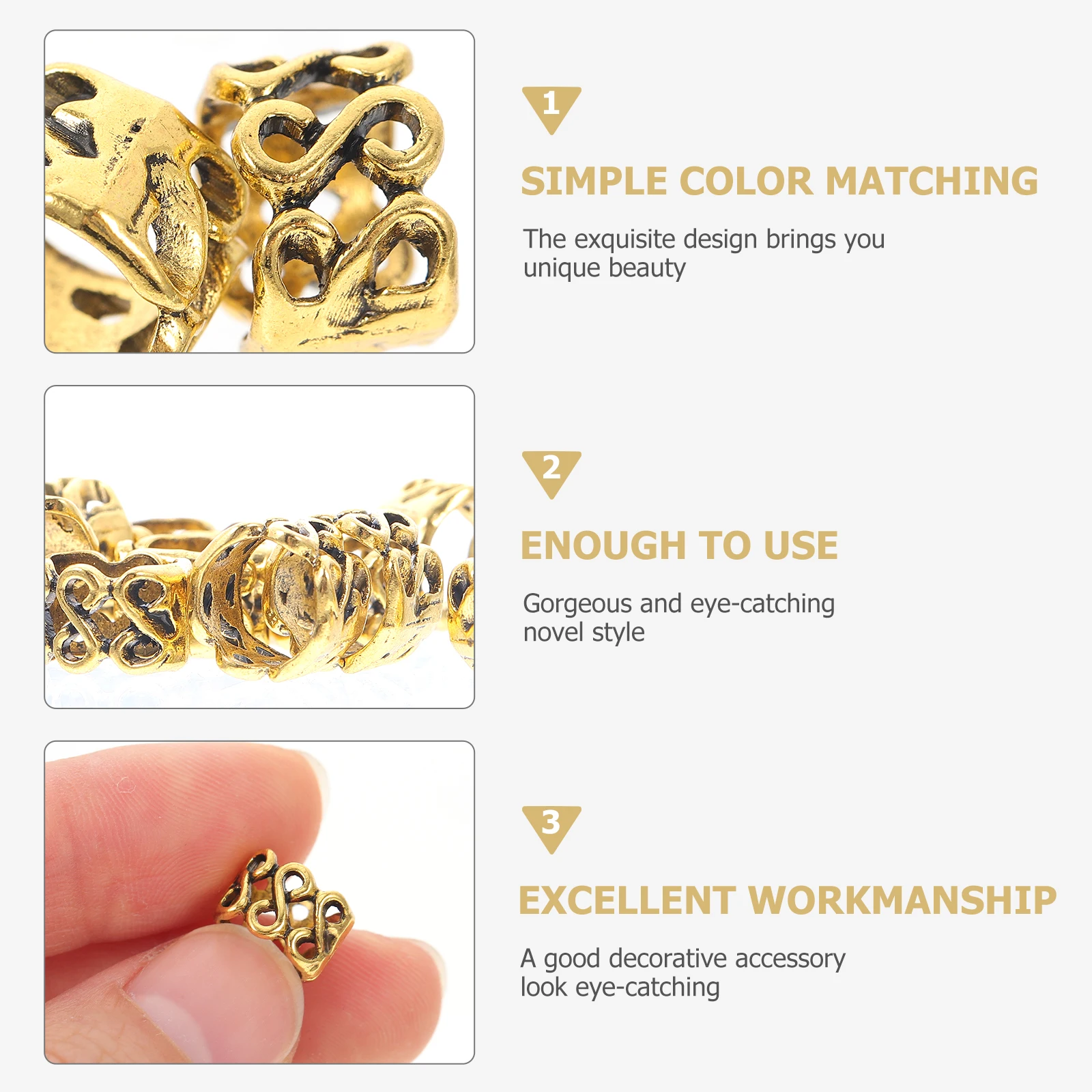 

20pcs 20 Retro Hair Clips Silver Coil Women Dreadlock Accessories Braids Decorations Beads Cuffs Hairpins Styling Tools