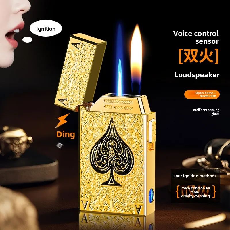 Butane Gas Lighter with Relief Technology Windproof Metal Lighter Dual Fire Conversion, Intelligent Inflatable Cigarette Lighter
