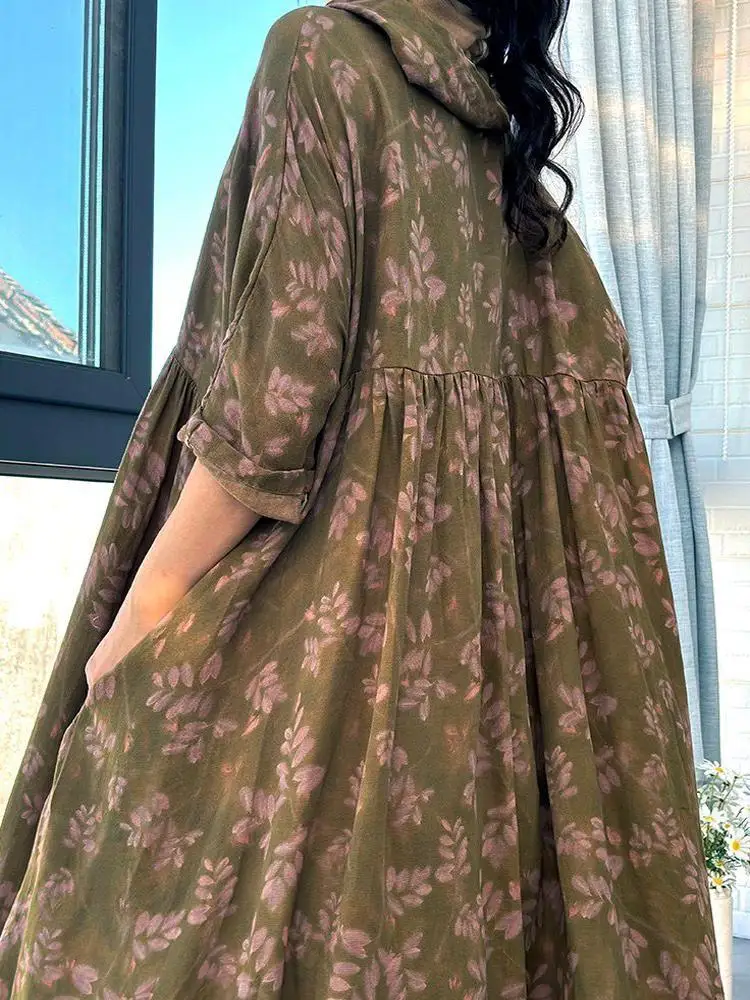 Spring Summer 2025 Loose Floral Doll Dr plus Size Women's Casual High Waist A-Line Gown Ci Walk Cotton Linen Blend Dr